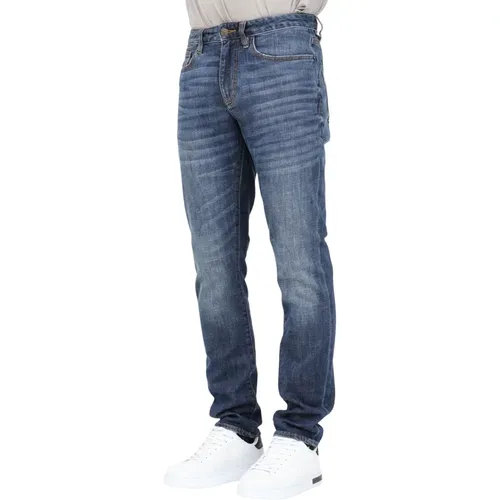 Slim Fit Blaue Denim Jeans , Herren, Größe: W40 - Armani Exchange - Modalova