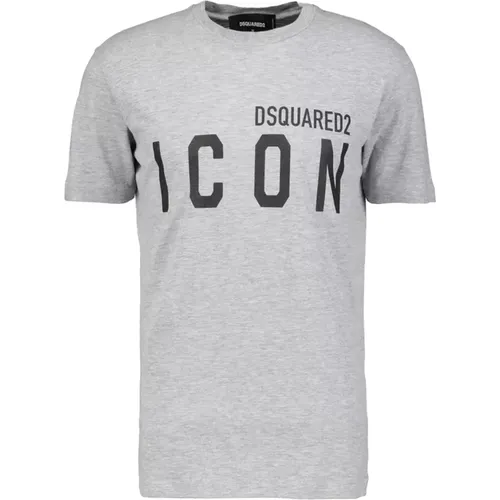 Regular Fit Graues T-Shirt , Herren, Größe: XL - Dsquared2 - Modalova