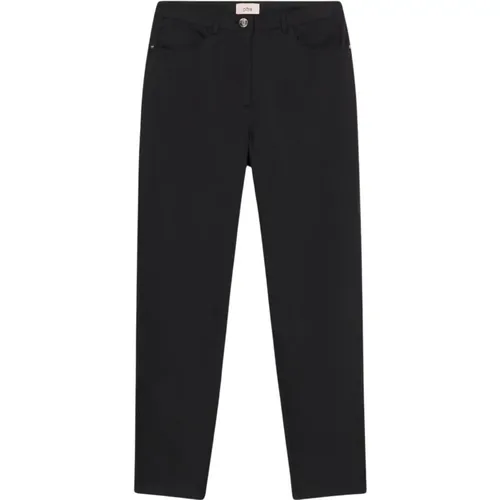 Baumwollsatin Five-Pocket Hose , Damen, Größe: S - Oltre - Modalova