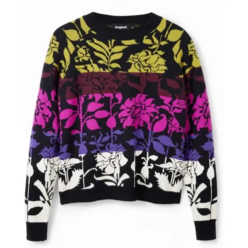 Floral Jacquard Sweater for Women , female, Sizes: 2XL - Desigual - Modalova