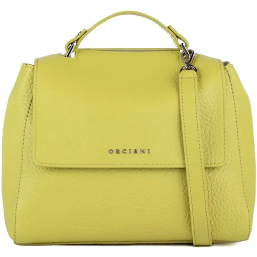 Yellow Leather Handbag with Pockets , female, Sizes: ONE SIZE - Orciani - Modalova