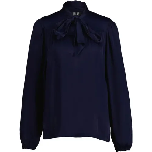 Elegant Dark Blouse with Pleated Details , female, Sizes: S, XL, M - Ibana - Modalova