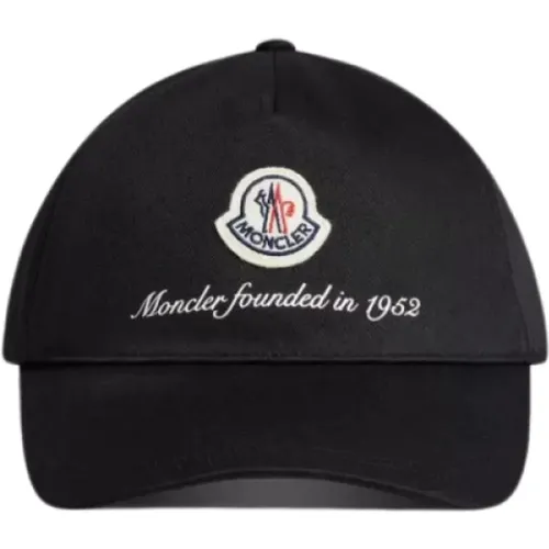 Schwarze Baumwoll-Baseballkappe mit Logo 1952 - Moncler - Modalova