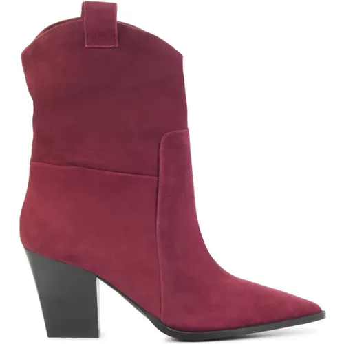 Bordeaux Wildleder Stiefeletten - Lina Locchi - Modalova