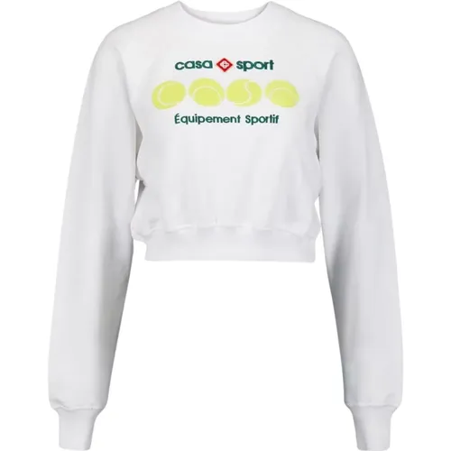 Casa Sport Tennis Balls Cropped Sweatshirt , female, Sizes: M, S - Casablanca - Modalova