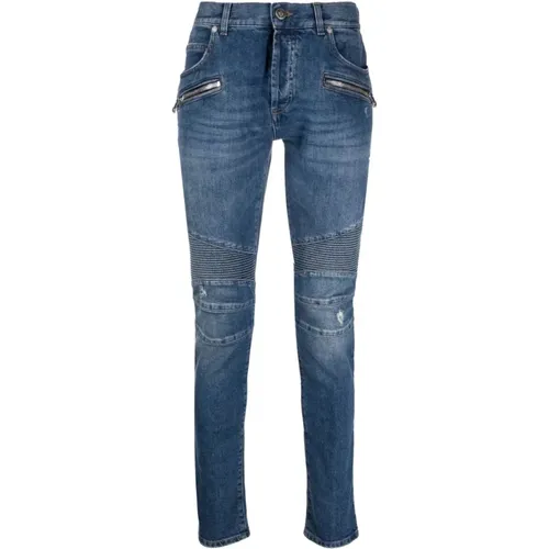 Ribbed Slim Jeans , male, Sizes: W24 - Balmain - Modalova
