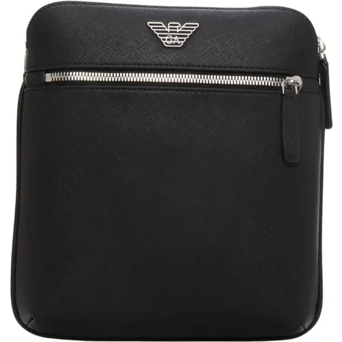 Textured Shoulder Bag with Zip Closure , male, Sizes: ONE SIZE - Emporio Armani - Modalova