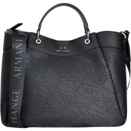 Schwarze Perforierte Logo-Tasche , Damen, Größe: ONE Size - Armani Exchange - Modalova