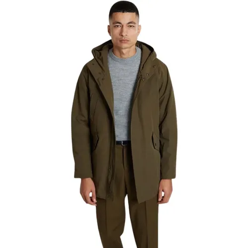 Khaki Wasserabweisender Parka, Gerader Schnitt , Herren, Größe: 2XL - L'Exception Paris - Modalova