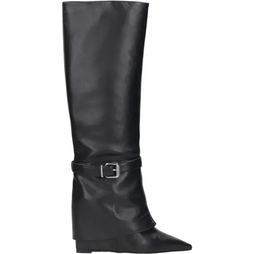 Schwarzer Hohe Stiefel mit Reißverschluss , Damen, Größe: 40 EU - Schutz - Modalova