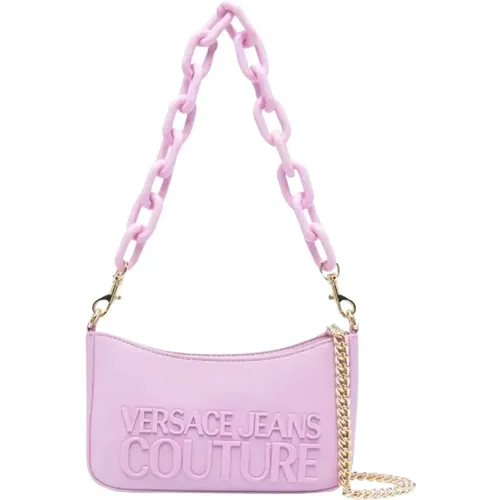 Lilac Shoulder Bag with Versace Logo , female, Sizes: ONE SIZE - Versace Jeans Couture - Modalova