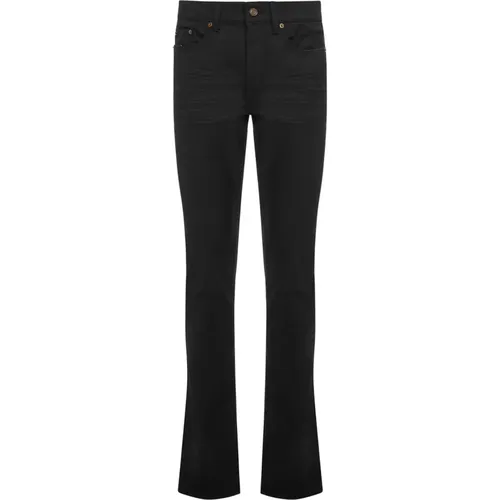 Flared Low-Waist Schwarze Jeans , Damen, Größe: S - Saint Laurent - Modalova