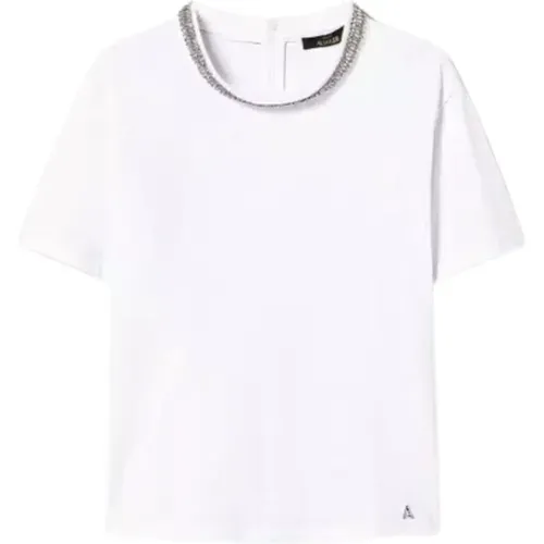 Weiße T-Shirts und Polos mit Reißverschluss , Damen, Größe: S - Twinset - Modalova