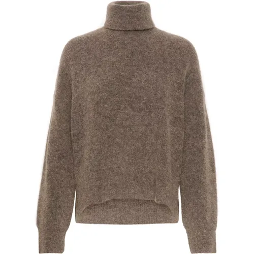 Alphagz Rollkragenpullover Dark Sand Melange , Damen, Größe: L - Gestuz - Modalova