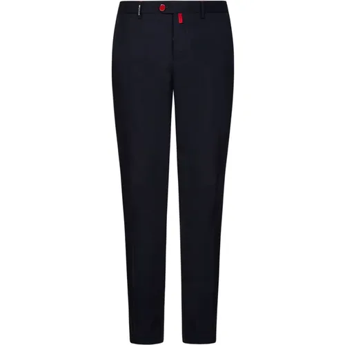 Wool Trousers with Hidden Closure and Logo Embroidery , male, Sizes: M, L, XL - Kiton - Modalova