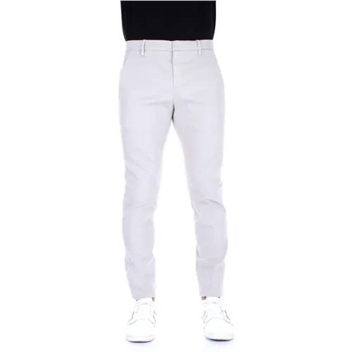 Grey Trousers with Zip and Button Closure , male, Sizes: W40 - Dondup - Modalova