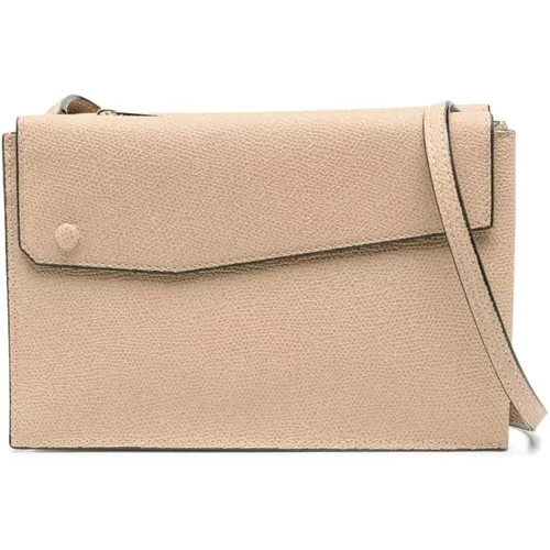 Hammered Leather Shoulder Bag with Light Gold Hardware , female, Sizes: ONE SIZE - Valextra - Modalova