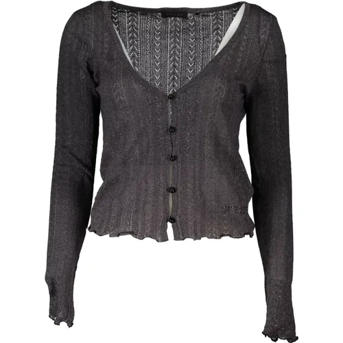 Grauer Langarm Cardigan Pullover , Damen, Größe: XS - Guess - Modalova