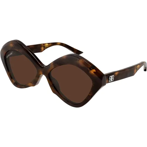 Dark Havana Sunglasses with Signature , female, Sizes: 58 MM - Balenciaga - Modalova