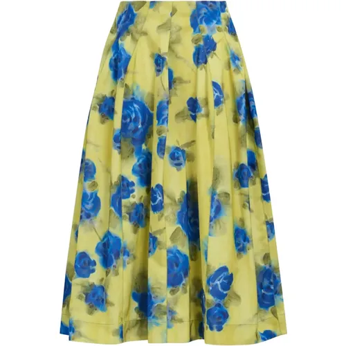 Taffeta high-waisted skirt with idyll print , female, Sizes: XS, 2XS - Marni - Modalova