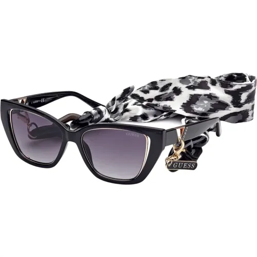 Shiny /Grey Shaded Sunglasses , unisex, Sizes: 54 MM - Guess - Modalova
