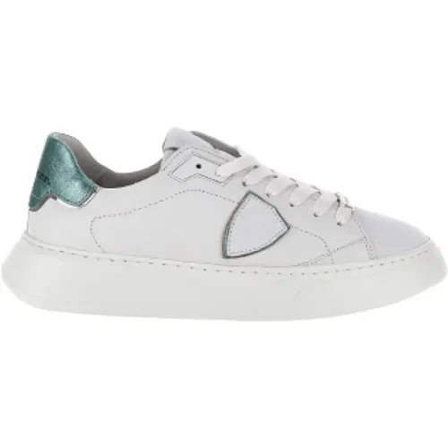 Metallic /Blue Leather Sneakers Ss23 , female, Sizes: 8 UK - Philippe Model - Modalova