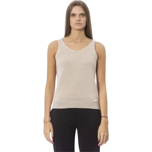 Trendy Sleeveless V-Neck Top , female, Sizes: M - Baldinini - Modalova