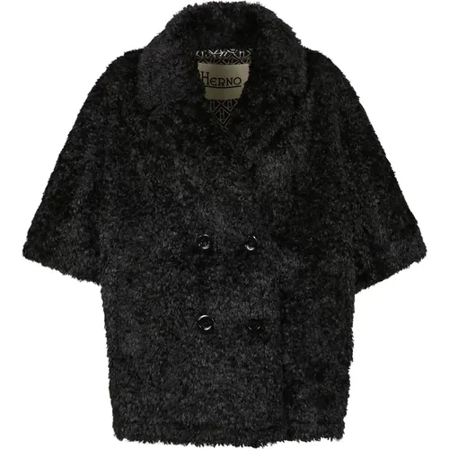 Cropped Curly Faux Fur Jacket , female, Sizes: L - Herno - Modalova