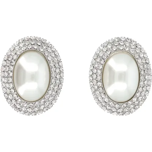 Perlen Kristall Ovaler Ohrring , Damen, Größe: ONE Size - Alessandra Rich - Modalova