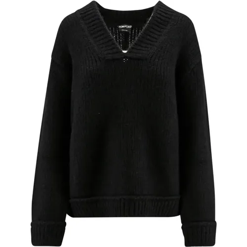 Elegant Alpaca Blend V-Neck Sweater , female, Sizes: S - Tom Ford - Modalova