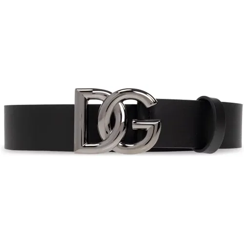 Leather Belt With Logo , male, Sizes: 95 CM - Dolce & Gabbana - Modalova