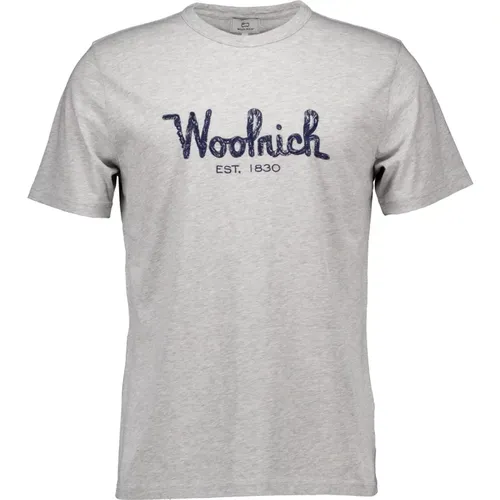 Bestickte Logo T-Shirts Hellgrau,T-Shirts - Woolrich - Modalova
