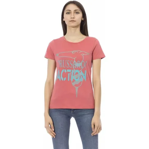 Schickes Rosa Kurzarm-T-Shirt , Damen, Größe: M - Trussardi - Modalova