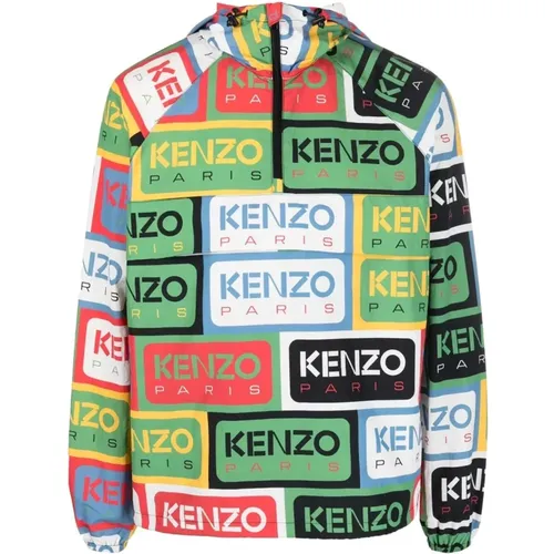 Stylish Men`s Light Jacket with Labels Print , male, Sizes: S - Kenzo - Modalova