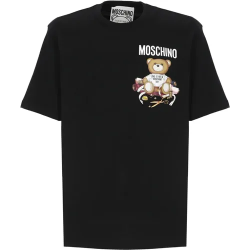 Schwarzes T-Shirt mit Teddybär-Print - Moschino - Modalova