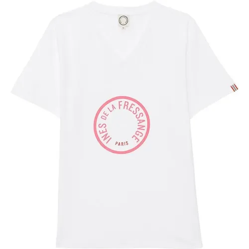 Aurore pink v-neck t-shirt,Grünes V-Ausschnitt T-Shirt mit Logo - Ines De La Fressange Paris - Modalova