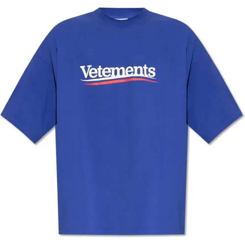 T-Shirt mit Logo , Herren, Größe: S - Vetements - Modalova