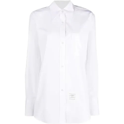 Weißes Popeline-Hemd mit Spitzkragen - Thom Browne - Modalova
