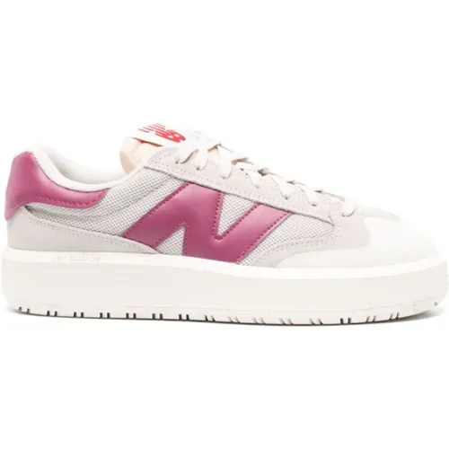 Weiße Sneakers mit Kalbsleder und Mesh-Einsätzen , Damen, Größe: 41 1/2 EU - New Balance - Modalova