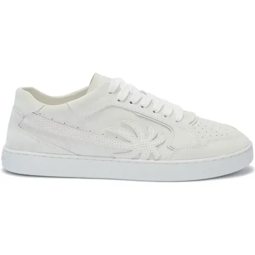 Weiße Ledersneaker mit Palmenmotiv , Herren, Größe: 40 EU - Palm Angels - Modalova