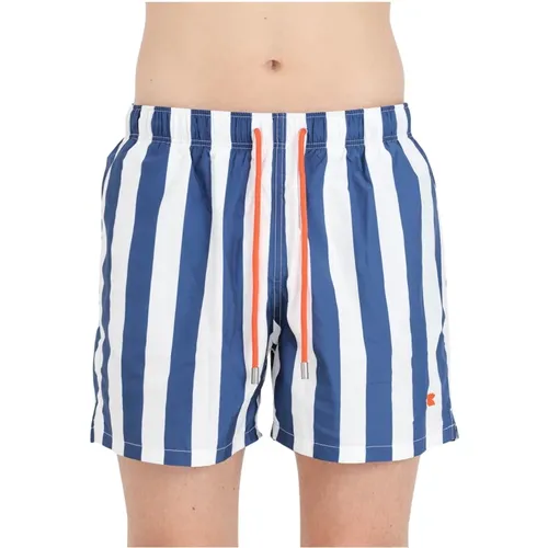 Gestreifte Strandkleidung Shorts Weiß Blau , Herren, Größe: 2XL - Gallo - Modalova