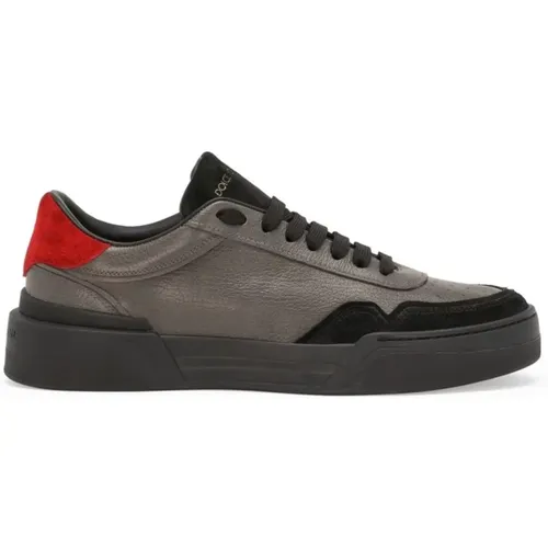 Grey Leather Sneakers with Panelled Design , male, Sizes: 8 1/2 UK, 9 UK, 8 UK, 7 UK, 10 UK - Dolce & Gabbana - Modalova