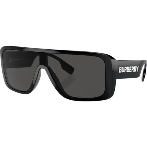 Schwarze/Dunkelgraue Sonnenbrille , Herren, Größe: 30 MM - Burberry - Modalova