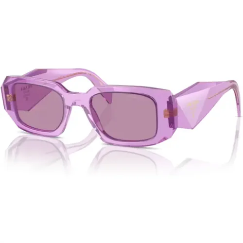 Rectangle Sunglasses in Transparent Amethyst , unisex, Sizes: S - Prada - Modalova