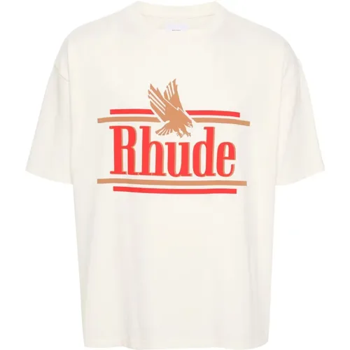 Cotton T-shirt with Logo Print , male, Sizes: M, S, L - Rhude - Modalova