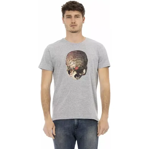 Graues Baumwoll-T-Shirt mit Frontdruck , Herren, Größe: 2XL - Trussardi - Modalova