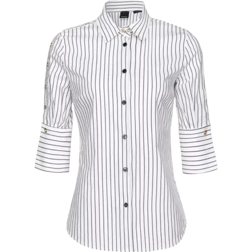 Striped Poplin Shirt , female, Sizes: XS - pinko - Modalova