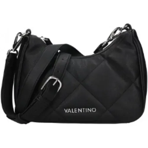 Elegante schwarze Damenhandtasche mit silberner Verschluss - Valentino by Mario Valentino - Modalova