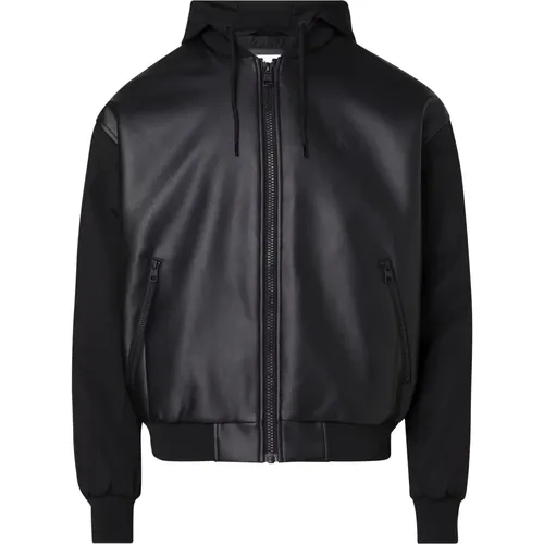 Faux Leather Bomber Jacket for Men , male, Sizes: M, L - Calvin Klein - Modalova