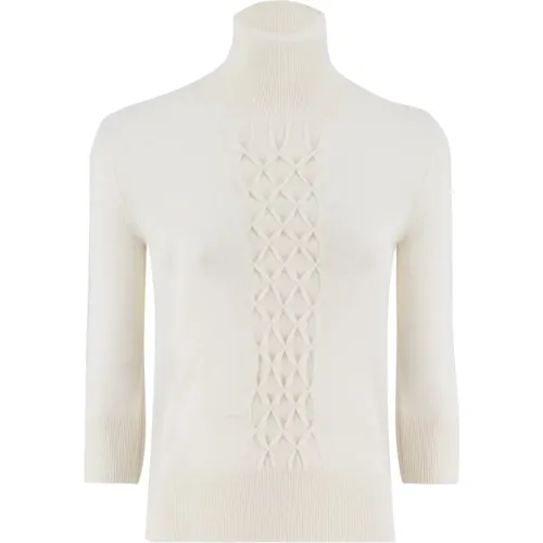 Wool High-Necked Jumper with Woven Details , female, Sizes: L - Ermanno Scervino - Modalova